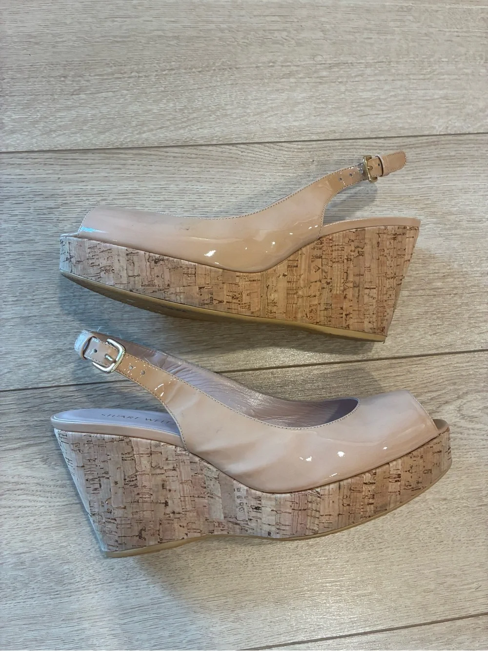 Stuart Weitzman Women’s Jean Patent Leather Sandals Wedge Slingback Size 10.5